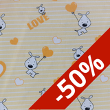 Toile de coton chien love jaune
