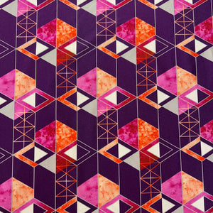 Tissu maillot de bain, motif géométrique violet