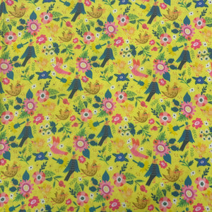 Toile imperméable fleurs oiseaux