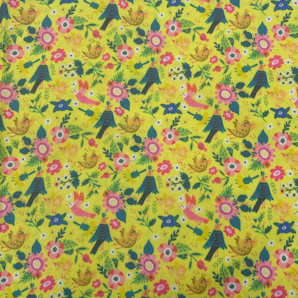 Toile imperméable fleurs oiseaux