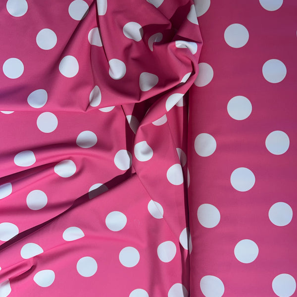 Tissu maillot de bain, motif pois rose