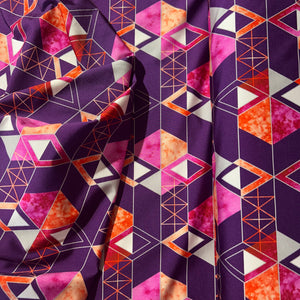 Tissu maillot de bain, motif géométrique violet