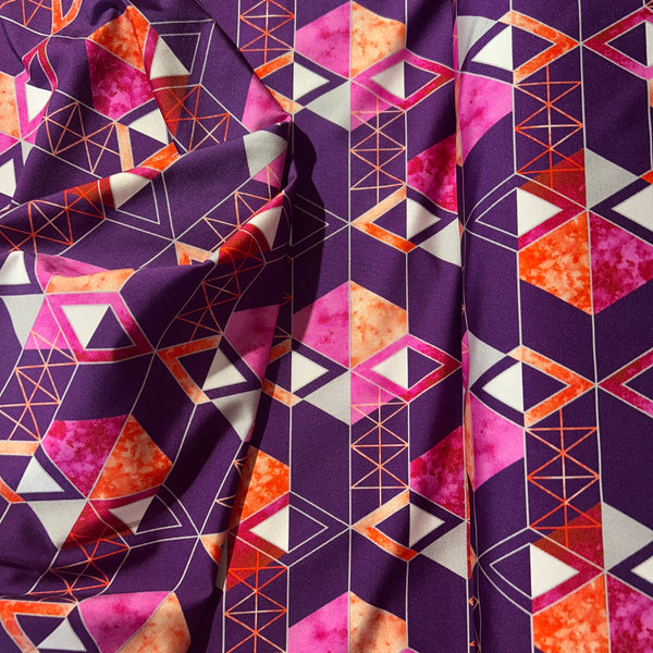 Tissu maillot de bain, motif géométrique violet