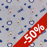 Toile de coton chien love bleue