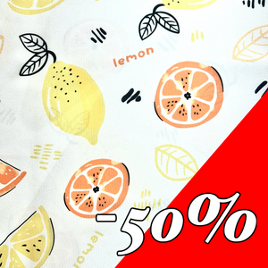 Satin motif citron jaune et orange