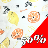 Satin motif citron jaune et orange
