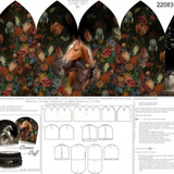 Tissu Jersey Stenzo imprimé floral et chevaux 22083