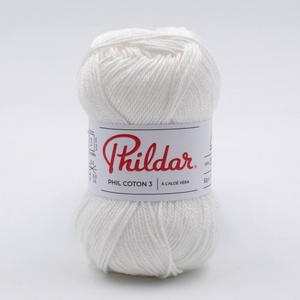 Fil à tricoter Phil Coton 3 Phildar Blanc