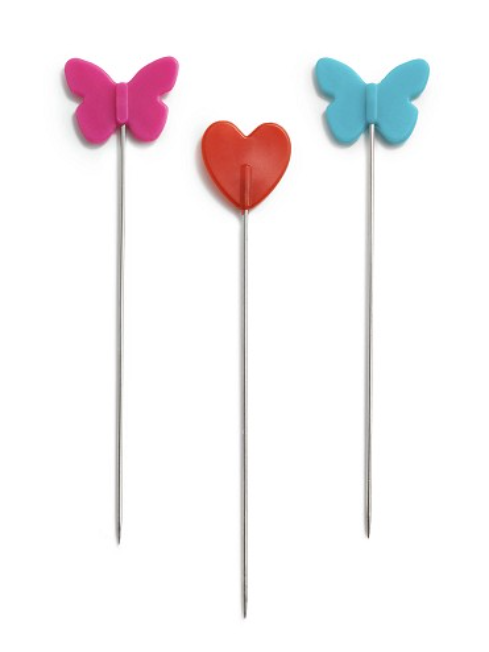 Epingles Tête cœur/papillon plastique