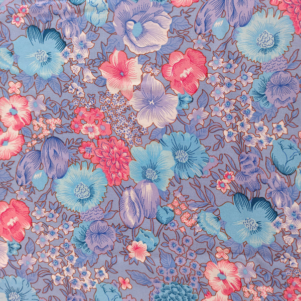 Viscose de Bali fleurs bleues