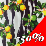Satin imprimé motifs citrons jaunes