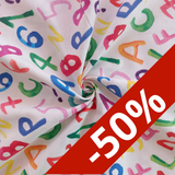 Popeline coton chiffres et lettres écoliers