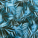 Tissu drap de bain, motif palmier bleu