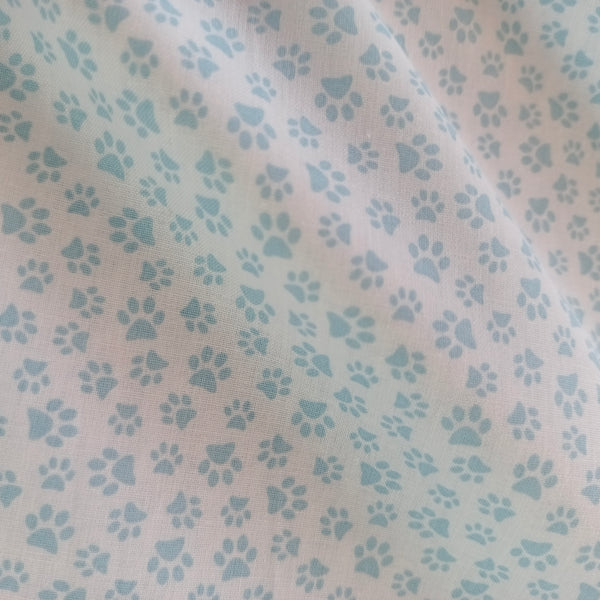 Popeline coton patte d’ours bleu vert d’eau