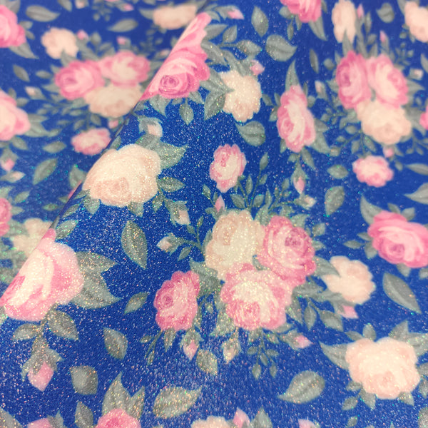 Toile pailletée fleuri