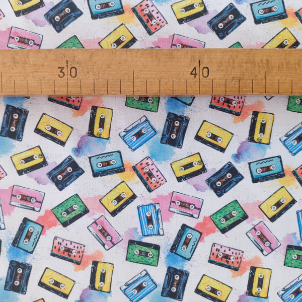 Popeline coton cassettes rétro