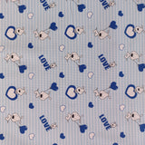 Toile de coton chien love bleue