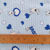 Toile de coton chien love bleue