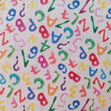 Popeline coton chiffres et lettres écoliers