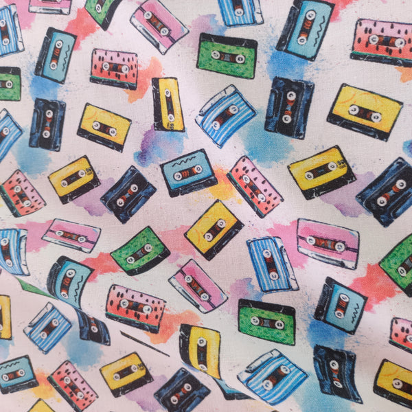 Popeline coton cassettes rétro