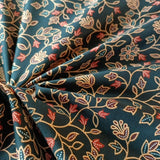 Tissu de Bali  danse florale fond noir