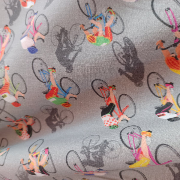 Popeline coton  cyclistes
