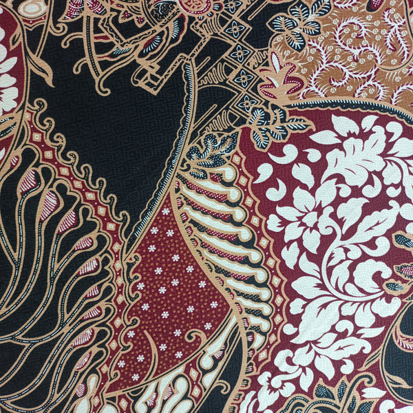 Batik arabesques dorées et bordeaux