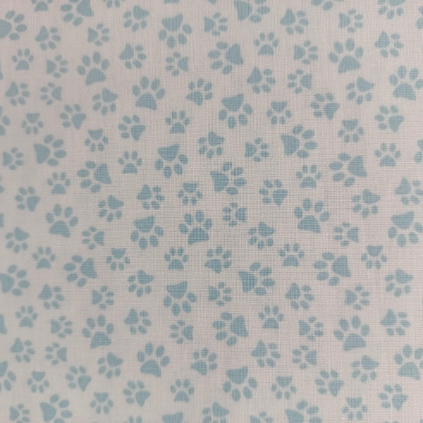 Popeline coton patte d’ours bleu vert d’eau