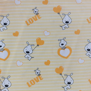 Toile de coton chien love jaune