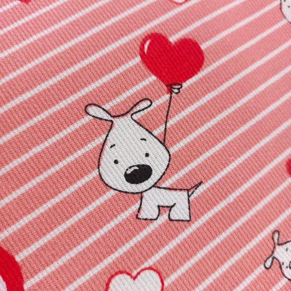 Toile de coton chien love rouge
