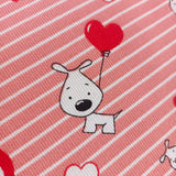 Toile de coton chien love rouge