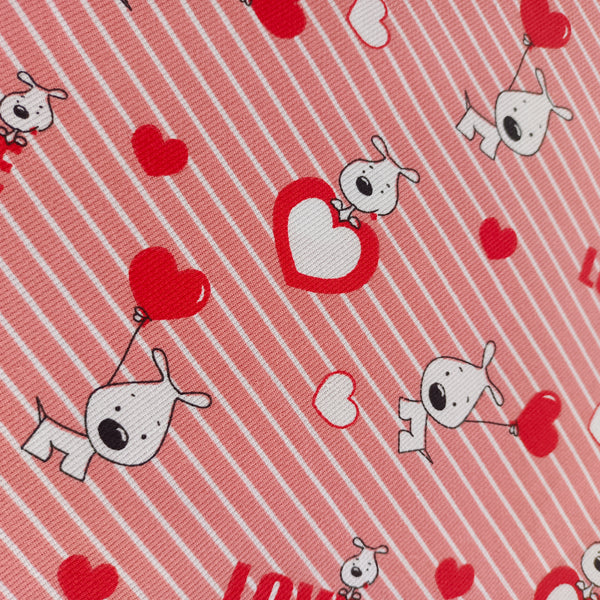 Toile de coton chien love rouge