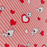 Toile de coton chien love rouge