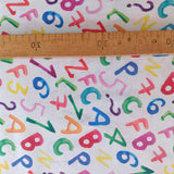 Popeline coton chiffres et lettres écoliers