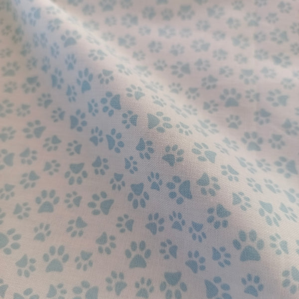 Popeline coton patte d’ours bleu vert d’eau