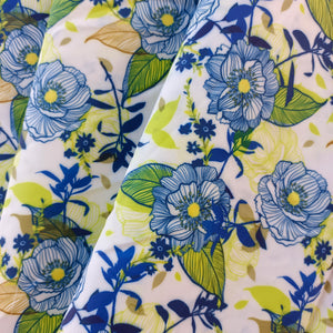 Toile imperméable fleurs bleues