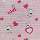 Toile de coton chien love rose