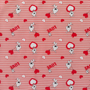 Toile de coton chien love rouge