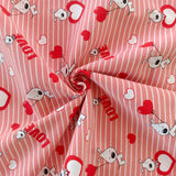 Toile de coton chien love rouge