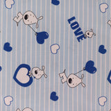 Toile de coton chien love bleue