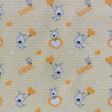 Toile de coton chien love jaune