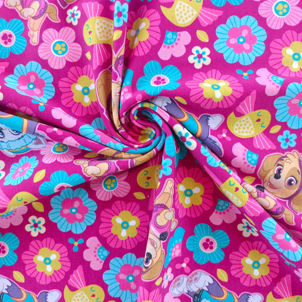 Jersey de coton patte patrouille rose