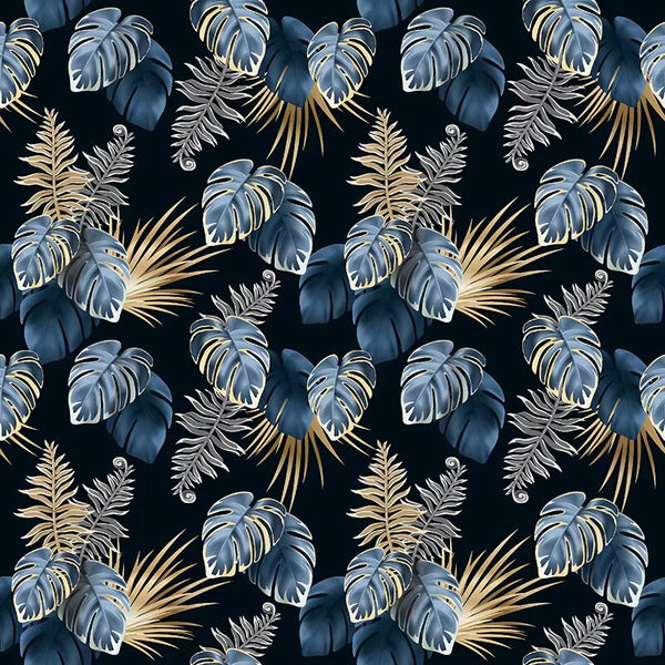 PUL motifs Feuilles de Palmiers fond Noirs