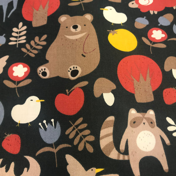 tissu coton motif cerf et ours