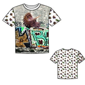 Tissu Jersey blanc Stenzo Dinosaure