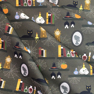 Coton imprimé Halloween chat sur étagère