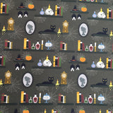 Tissu coton Halloween chat sur étagère