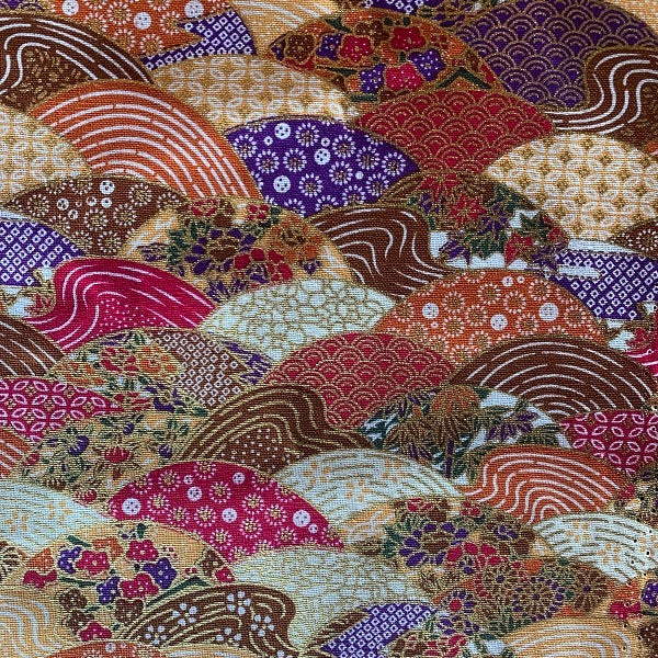 Tissu  japonais arc rose et orange