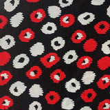 Viscose noir avec motif blanc et rouge