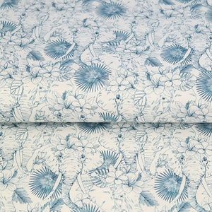 Tissu popeline bleu clair motif elephant stenzo